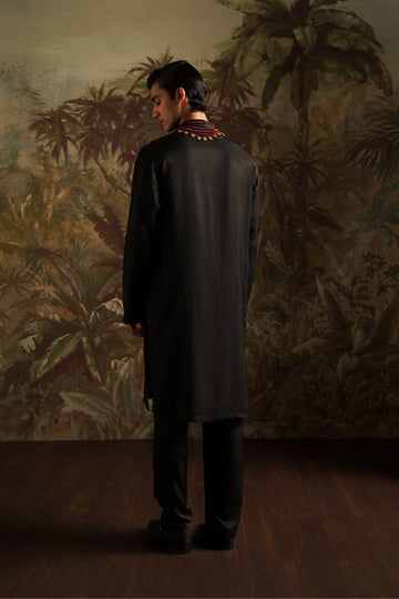 "Ayan" Black Embroidered Kurta Pajama